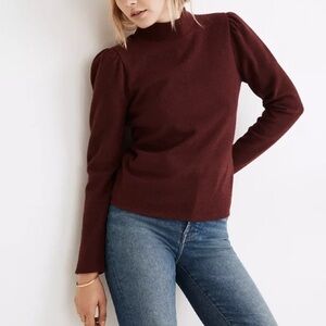 Madewell mock neck long sleeve blouse burgundy size XL